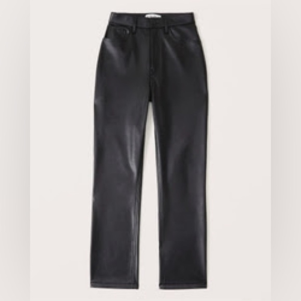 Abercrombie Curve Love Vegan Leather Straight Pant Black 34 Short 34S 18